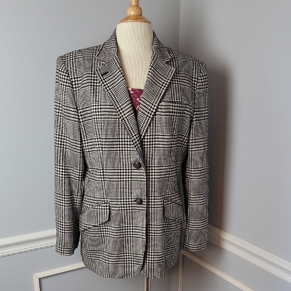 LAUREN RALPH‎ LAUREN Houndstooth Classic Windowpane Preppy Casual Office Blazer